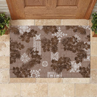 Vintage Hawaii Rubber Doormat Hibiscus Mix Hawaiian Quilt Patches - Brown LT7 - Polynesian Pride