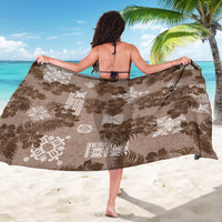 Vintage Hawaii Sarong Hibiscus Mix Hawaiian Quilt Patches - Brown LT7 - Polynesian Pride