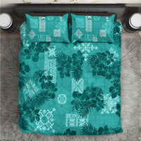 Vintage Hawaii Bedding Set Hibiscus Mix Hawaiian Quilt Patches - Teal LT7 Teal - Polynesian Pride