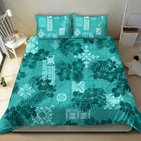 Vintage Hawaii Bedding Set Hibiscus Mix Hawaiian Quilt Patches - Teal LT7 - Polynesian Pride