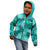 Vintage Hawaii Kid Hoodie Hibiscus Mix Hawaiian Quilt Patches - Teal LT7 - Polynesian Pride