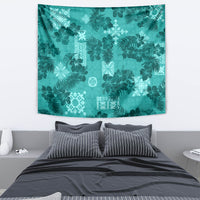 Vintage Hawaii Tapestry Hibiscus Mix Hawaiian Quilt Patches - Teal LT7 - Polynesian Pride