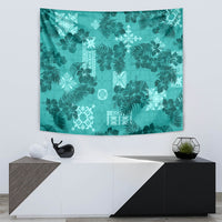 Vintage Hawaii Tapestry Hibiscus Mix Hawaiian Quilt Patches - Teal LT7 - Polynesian Pride