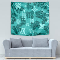 Vintage Hawaii Tapestry Hibiscus Mix Hawaiian Quilt Patches - Teal LT7 - Polynesian Pride