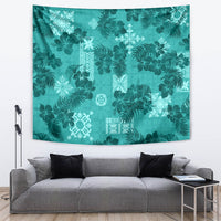 Vintage Hawaii Tapestry Hibiscus Mix Hawaiian Quilt Patches - Teal LT7 - Polynesian Pride