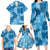 Hawaii Tapa Family Matching Long Sleeve Bodycon Dress and Hawaiian Shirt Hibiscus Mix Hawaiian Quilt Patches - Blue LT7 - Polynesian Pride