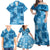 Hawaii Tapa Family Matching Off Shoulder Maxi Dress and Hawaiian Shirt Hibiscus Mix Hawaiian Quilt Patches - Blue LT7 - Polynesian Pride