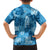 Hawaii Tapa Family Matching Short Sleeve Bodycon Dress and Hawaiian Shirt Hibiscus Mix Hawaiian Quilt Patches - Blue LT7 - Polynesian Pride