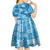 Hawaii Tapa Kid Short Sleeve Dress Hibiscus Mix Hawaiian Quilt Patches - Blue LT7 - Polynesian Pride