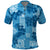 Hawaii Tapa Polo Shirt Hibiscus Mix Hawaiian Quilt Patches - Blue LT7 Blue - Polynesian Pride