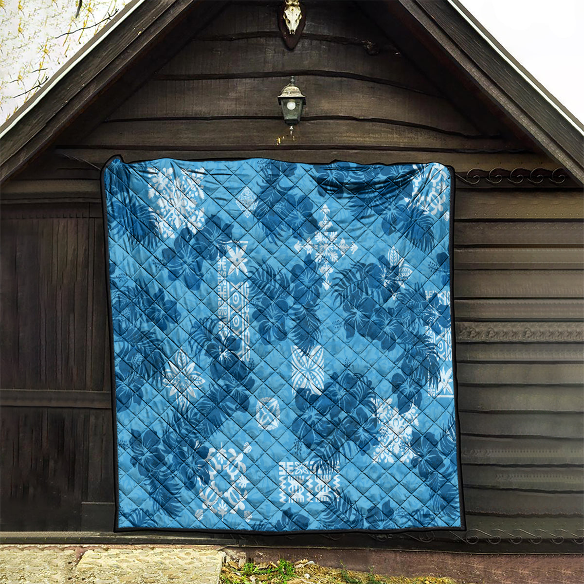 Hawaii Tapa Quilt Hibiscus Mix Hawaiian Quilt Patches - Blue LT7 - Polynesian Pride