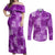 Hawaii Tapa Couples Matching Off Shoulder Maxi Dress and Long Sleeve Button Shirt Hibiscus Mix Hawaiian Quilt Patches - Violet LT7 Violet - Polynesian Pride