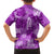 Hawaii Tapa Family Matching Long Sleeve Bodycon Dress and Hawaiian Shirt Hibiscus Mix Hawaiian Quilt Patches - Violet LT7 - Polynesian Pride