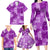 Hawaii Tapa Family Matching Long Sleeve Bodycon Dress and Hawaiian Shirt Hibiscus Mix Hawaiian Quilt Patches - Violet LT7 - Polynesian Pride