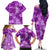 Hawaii Tapa Family Matching Off Shoulder Long Sleeve Dress and Hawaiian Shirt Hibiscus Mix Hawaiian Quilt Patches - Violet LT7 - Polynesian Pride