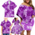 Hawaii Tapa Family Matching Off Shoulder Short Dress and Hawaiian Shirt Hibiscus Mix Hawaiian Quilt Patches - Violet LT7 - Polynesian Pride