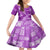 Hawaii Tapa Family Matching Short Sleeve Bodycon Dress and Hawaiian Shirt Hibiscus Mix Hawaiian Quilt Patches - Violet LT7 Daughter's Dress Violet - Polynesian Pride