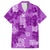 Hawaii Tapa Family Matching Short Sleeve Bodycon Dress and Hawaiian Shirt Hibiscus Mix Hawaiian Quilt Patches - Violet LT7 Dad's Shirt - Short Sleeve Violet - Polynesian Pride