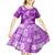 Hawaii Tapa Kid Short Sleeve Dress Hibiscus Mix Hawaiian Quilt Patches - Violet LT7 - Polynesian Pride