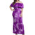 Hawaii Tapa Off Shoulder Maxi Dress Hibiscus Mix Hawaiian Quilt Patches - Violet LT7 Women Violet - Polynesian Pride