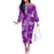 Hawaii Tapa Off The Shoulder Long Sleeve Dress Hibiscus Mix Hawaiian Quilt Patches - Violet LT7 Women Violet - Polynesian Pride