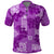 Hawaii Tapa Polo Shirt Hibiscus Mix Hawaiian Quilt Patches - Violet LT7 Violet - Polynesian Pride