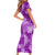 Hawaii Tapa Short Sleeve Bodycon Dress Hibiscus Mix Hawaiian Quilt Patches - Violet LT7 - Polynesian Pride