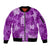 Hawaii Tapa Sleeve Zip Bomber Jacket Hibiscus Mix Hawaiian Quilt Patches - Violet LT7 Unisex Violet - Polynesian Pride