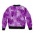 Hawaii Tapa Sleeve Zip Bomber Jacket Hibiscus Mix Hawaiian Quilt Patches - Violet LT7 - Polynesian Pride