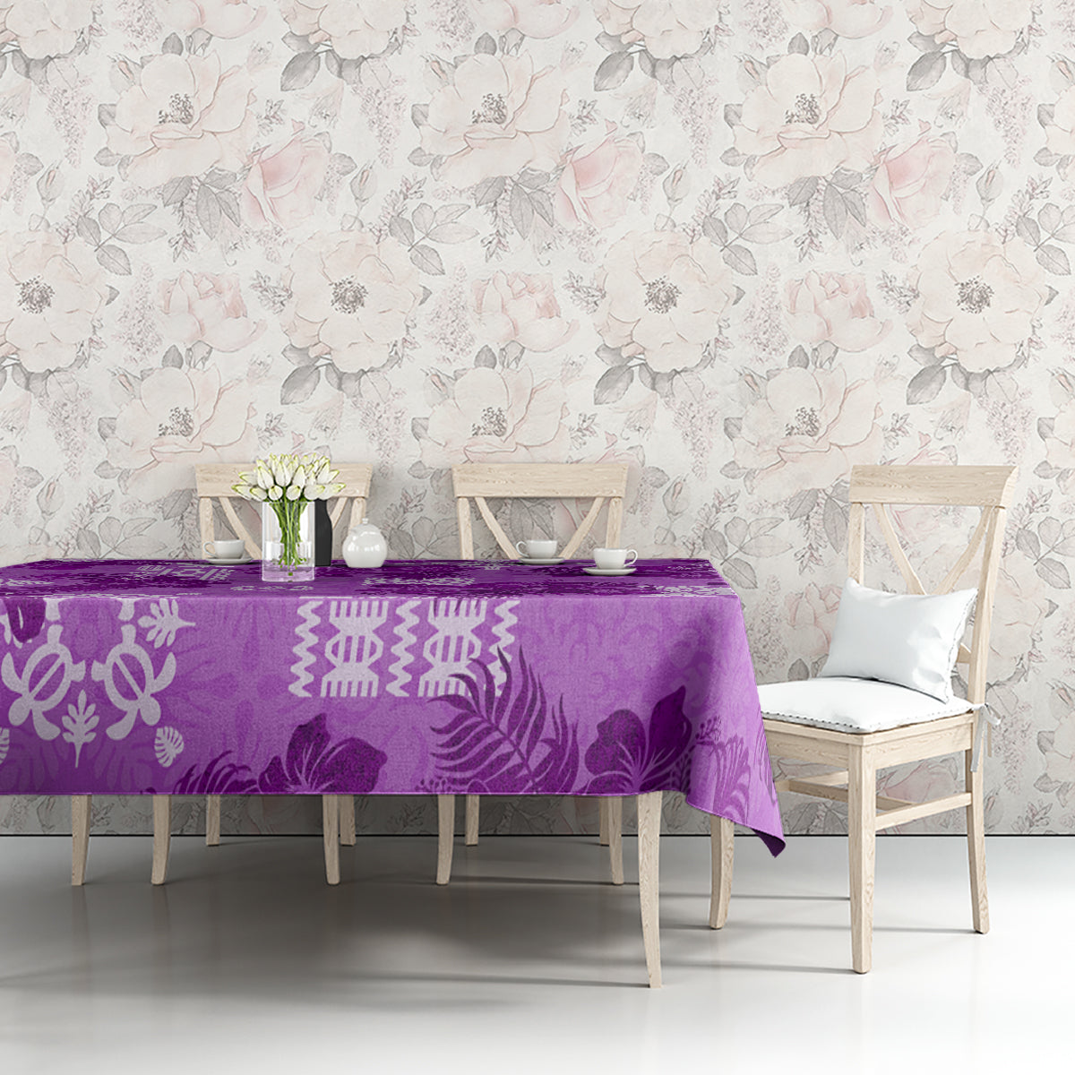 Hawaii Tapa Tablecloth Hibiscus Mix Hawaiian Quilt Patches - Violet LT7 - Polynesian Pride