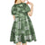 Hawaii Tapa Kid Short Sleeve Dress Hibiscus Mix Hawaiian Quilt Patches - Sage Green LT7 - Polynesian Pride