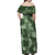 Hawaii Tapa Off Shoulder Maxi Dress Hibiscus Mix Hawaiian Quilt Patches - Sage Green LT7 - Polynesian Pride