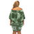 Hawaii Tapa Off Shoulder Short Dress Hibiscus Mix Hawaiian Quilt Patches - Sage Green LT7 - Polynesian Pride