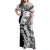 Polynesian Plumeria Lei Family Matching Off Shoulder Maxi Dress and Hawaiian Shirt with Hammerhead Shark