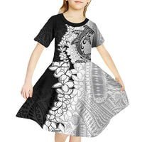 Polynesian Plumeria Lei Kid Short Sleeve Dress with Hammerhead Shark LT7 - Polynesian Pride
