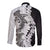 Polynesian Plumeria Lei Long Sleeve Button Shirt with Hammerhead Shark