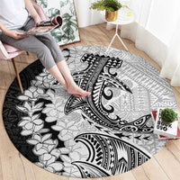Polynesian Plumeria Lei Round Carpet with Hammerhead Shark LT7 - Polynesian Pride