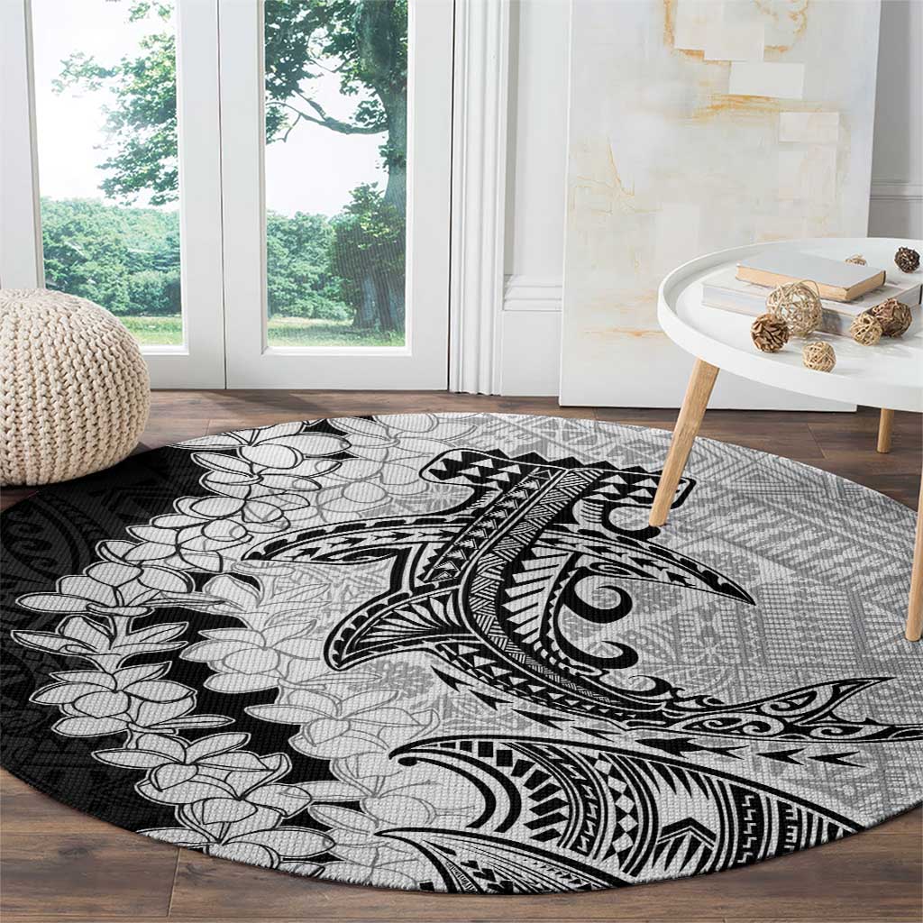 Polynesian Plumeria Lei Round Carpet with Hammerhead Shark LT7 - Polynesian Pride