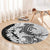 Polynesian Plumeria Lei Round Carpet with Hammerhead Shark