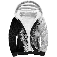 Polynesian Plumeria Lei Sherpa Hoodie with Hammerhead Shark LT7 Unisex Black - Polynesian Pride
