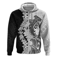 Polynesian Plumeria Lei Zip Hoodie with Hammerhead Shark LT7 Zip Hoodie Black - Polynesian Pride