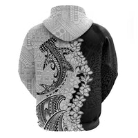 Polynesian Plumeria Lei Zip Hoodie with Hammerhead Shark LT7 - Polynesian Pride