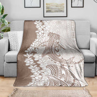 Polynesian Beige Plumeria Lei Blanket with Hammerhead Shark LT7 - Polynesian Pride