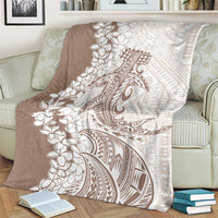 Polynesian Beige Plumeria Lei Blanket with Hammerhead Shark LT7 - Polynesian Pride