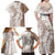 Polynesian Beige Plumeria Lei Family Matching Off Shoulder Maxi Dress and Hawaiian Shirt with Hammerhead Shark