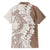 Polynesian Beige Plumeria Lei Family Matching Off Shoulder Maxi Dress and Hawaiian Shirt with Hammerhead Shark