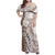 Polynesian Beige Plumeria Lei Family Matching Off Shoulder Maxi Dress and Hawaiian Shirt with Hammerhead Shark