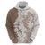 Polynesian Beige Plumeria Lei Hoodie with Hammerhead Shark