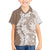 Polynesian Beige Plumeria Lei Kid Hawaiian Shirt with Hammerhead Shark