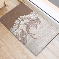 Polynesian Beige Plumeria Lei Rubber Doormat with Hammerhead Shark LT7 - Polynesian Pride